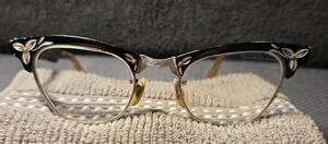 vintage 1950s or 1960s cat-eye eyeglasses Black & Silver